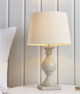 Country Chic Table Lamp With Ivory Linen Shade