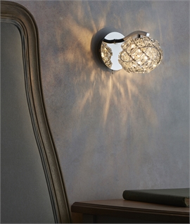 Chrome and Clear Crystal Wall Light - Switched