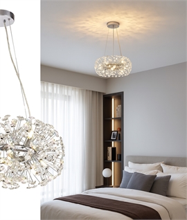 Decorative Suspended Pendant Polished Chrome & Crystal