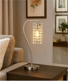 Switched Chrome Table Lamp with Clear Glass & Crystal