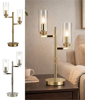 Clear Glass & Crystal Band Table Lamp - 3 Finishes Clear Glass & Crystal Band Table Lamp - 3 Finishes