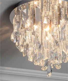 Flush Mounted Crystal Droplet Ceiling Light