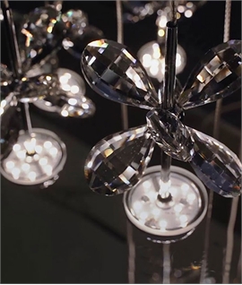 Crystal Flowers Spiral Long Drop LED Pendant - Height 3.3m