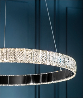 Clear Crystal and Chome LED Circle Pendant
