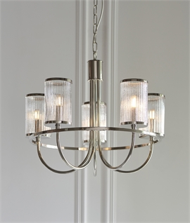 Timeless Curved 5 Arm Chandelier in a Bright Nickel Finish