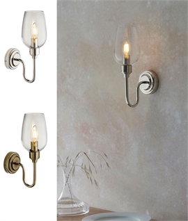 Curved Arm Wall Light with Clear Glass Shade
