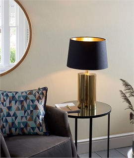Compact Sofa Table Light with Gold Base and Black Cotton Shade