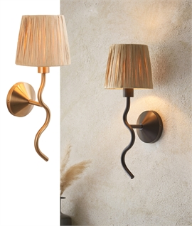 Curved Stem Wall Light with Natural Raffia Shade