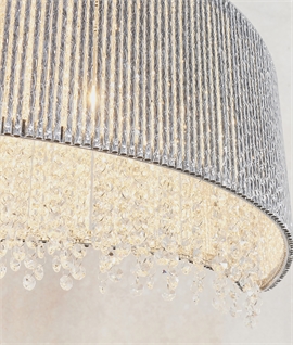 Wave Wire Suspended Ceiling Light with Crystals - 112cm Long 