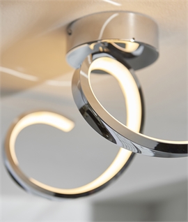 Modern LED Twist Semi-Flush Ceiling Light In Chrome