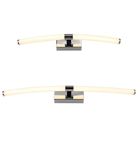 Curved LED Chrome & Opal Polycarbonate Wall Light - IP44 Rated