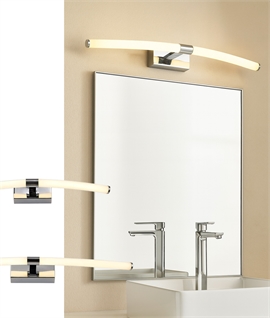 Curved LED Chrome & Opal Polycarbonate Wall Light - IP44 Rated