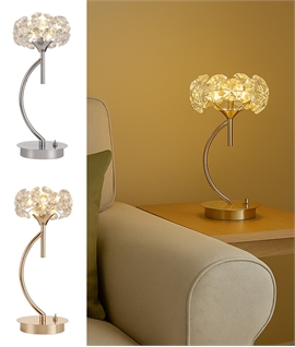 Curved Base Crystal Shade Table Lamp - Switched
