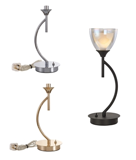 Curved Table Light for Optional Glass Shade of Choice