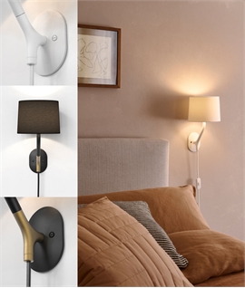 Plug-in Tall Shaded Wall Light - White or Black