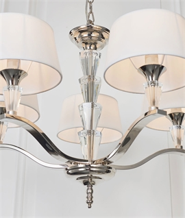 High Chrome and Crystal 5 Light Chandelier with Shades