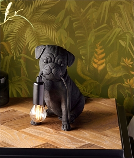 Pug Puppy Dog Table Lamp - Black or Gold