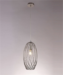 Curved Cylinder Fretwork Pendant - Polished Nickel