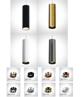 Cylinder Pendant for GU10 Lamp - Black, White, Grey or Brass Finishes