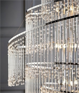 Chrome and Crystal 5 Ring Chandelier Dia 650mm