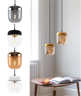 Danish Compact Glass and Metal Acorn Shade