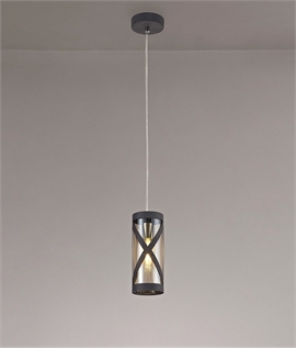 Single Cognac Glass Pendant with Matt Grey Finish