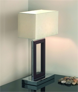 Open Base Dark Wood & Chrome Shaded Table Lamp