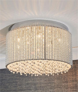 Chrome Flush Mounted Ceiling Light - Clear Crystals