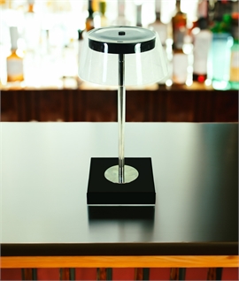 Clear Shade & Chrome Rechargeable Table Lamp - IP65 Rated
