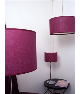 Swedish Design Chrome Table Lamp with Plum Fabric Shade from Belid