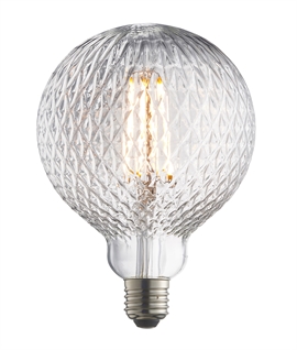 E27 125mm Globe Lamp 4W LED Filament - Facet Glass