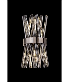 Didier 2 Light E14, Wall Light E14, Polished Nickel - Smoke Glass