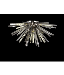 Didier 8 Light E27, Semi Flush Polished Nickel - Smoke Glass