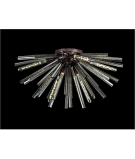 Didier 8 Light E27, Semi Flush Brown Oxide - Smoke Glass