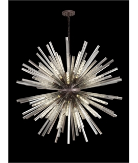 Didier 32 Light E27, Round Pendant Brown Oxide - Smoke Glass, Item Weight: 30kg
