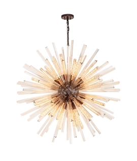 Didier 32 Light E27, Round Pendant Brown Oxide - Champagne Glass, Item Weight: 30kg