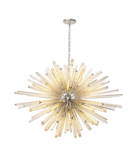 Didier 32 Light E27, Oval Pendant Polished Nickel - Champagne Glass, Item Weight: 25kg
