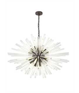 Didier 32 Light E27, Oval Pendant Brown Oxide - Clear Glass, Item Weight: 25kg