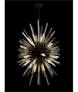 Didier 32 Light E27, Vertical Oval Pendant Brown Oxide - Smoke Glass, Item Weight: 22kg
