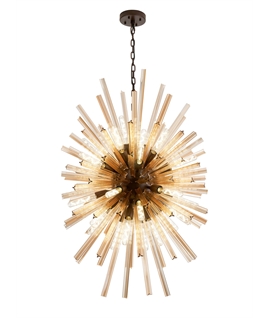 Didier 32 Light E27, Vertical Oval Pendant Brown Oxide - Champagne Glass, Item Weight: 22kg
