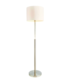 Chrome Floor Lamp with Bubble Detail and White Shade