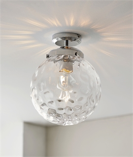 IP44 Globe Ceiling Light For Bathrooms - Clear Glass and Chrome
