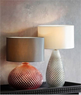 Dimpled Glass Base Table Lamp with Shade