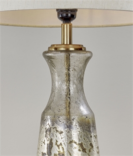 Vintage Distressed Glass Table Lamp - White Fabric Shade