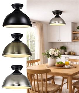 Flush Mounted Metal & Black Finish Dome Shade Light - Dia 310mm