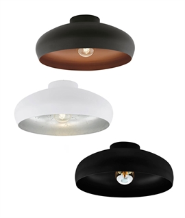 Contemporary Dished Ceiling Light - Silver, Copper or All Black