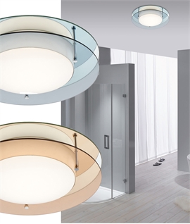 Flush Round Opal & Coloured Glass LED Ceiling Light - IP44 Rated