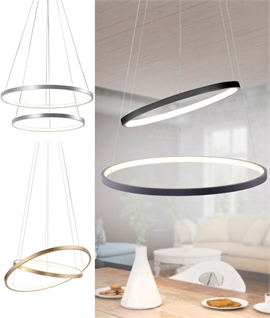 Double Ring LED Pendant Light - Black, Silver or Gold