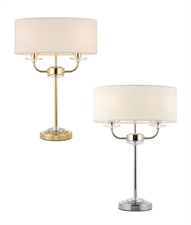 Double Lamp Table Lamp with Shade and Crystal