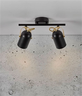Black Double Lamp Adjustable Bar Light - Gold Stirrups
